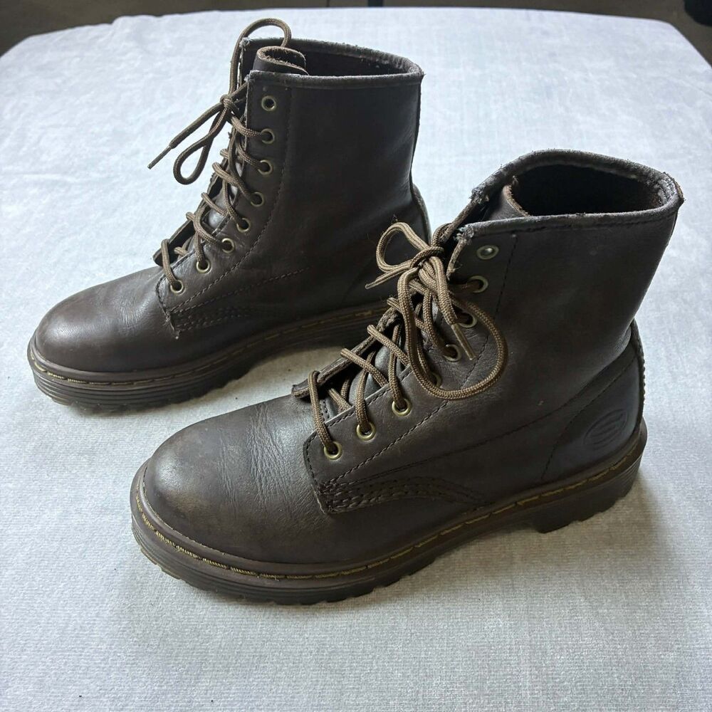 Skechers Regent Boots Mens 7 Chocolate Brown Leather Lace Up 7453